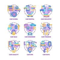 Car Vehicle Set Icons Vector Color Illustrations flat