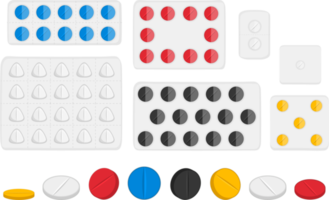 big colored set different types of pills png