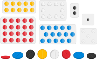 big colored set different types of pills png