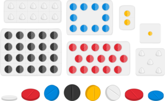 grande colorato impostato diverso tipi di pillole png