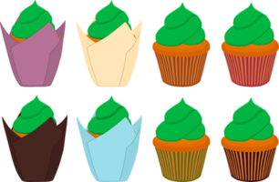 Irish holiday St Patrick day, big set cupcakes png