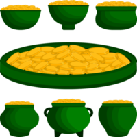 Irish holiday St Patrick day, coins in pot png