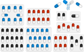 gran conjunto de colores diferentes tipos de pastillas png