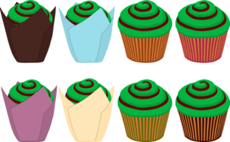 feriado irlandés, día de san patricio, gran set de muffins verdes png