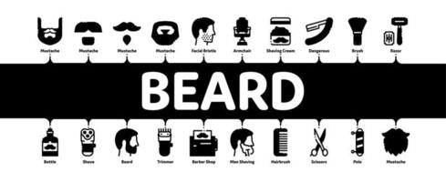 Beard And Mustache Minimal Infographic Banner Vector