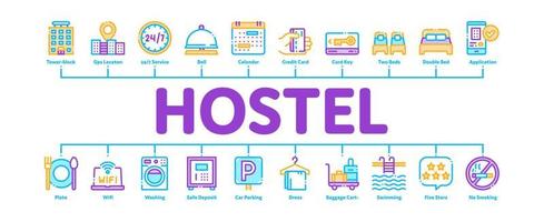 Hostel Minimal Infographic Banner Vector