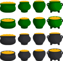 Irish holiday St Patrick day, coins in pot png