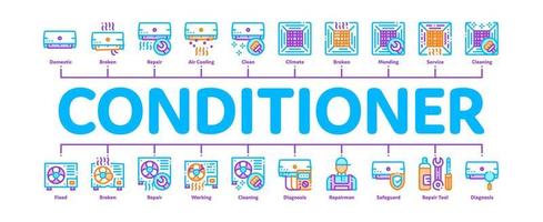 vector de banner infográfico mínimo de reparación de acondicionador