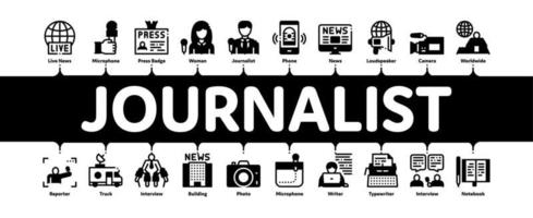 Journalist Reporter Minimal Infographic Banner Vector