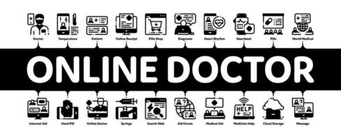 vector de banner infográfico mínimo médico en línea