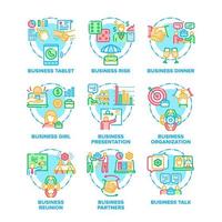 Business Work Set Icons Vector Color Illustrations