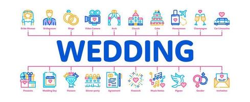 Wedding Minimal Infographic Banner Vector