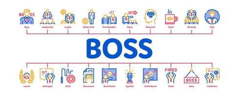 Boss Leader Company Minimal Infographic Banner Vector