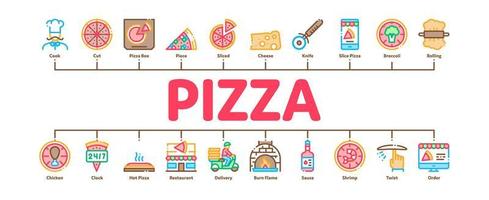 vector de banner infográfico mínimo de comida deliciosa de pizza