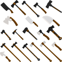 big kit steel axes with wooden handle png