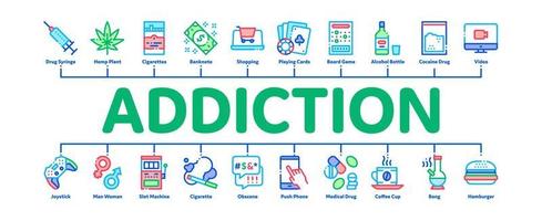 Addiction Bad Habits Minimal Infographic Banner Vector