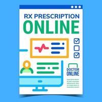 Online Rx Prescription Promotional Poster Vector