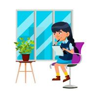 Schoolgirl Thinking And Dreaming At Home Vector