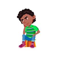 School Boy Sitting On Chair And Thinking Vector