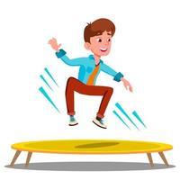 Teenager Jumping On A Trampoline Vector. Isolated Illustration vector