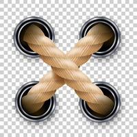 Cross Ropes Or Strings With Metallic Holes Vector
