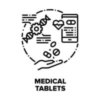 Ilustraciones de concepto de vector de tabletas médicas negro