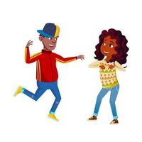 Boy And Girl Couple Kids Dancing Together Vector