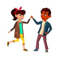 Schoolchildren Couple Dancing Together Vector