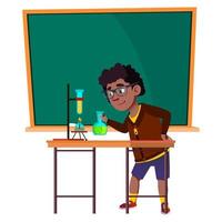 School Boy Scientist Make Lab Experiment Vector