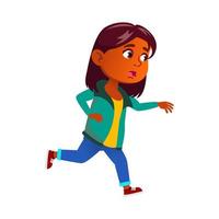 Excited Girl Child Running At School Lesson Vector