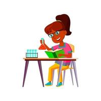 School Girl Scientist Making Experiment Vector