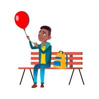 school kid boy with air balloon vector