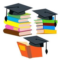 Graduation Cap On Top Of A Stack Of Books Vector. Isolated Illustration vector