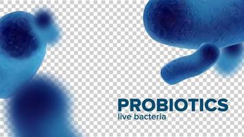 Microscopic Probiotics Live Blue Bacteria Vector