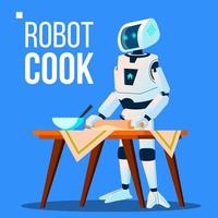 Robot Cook Cooking Food Vector. Isolated Illustration vector