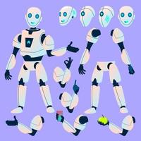 Robot Helper Vector. Animation Creation Set. Modern Robot. Client, Customer Support Service Chat Bot. Head, Gestures. Animated Artificial Intelligence. Ai Machine For Banner, Web Design. Illustration vector
