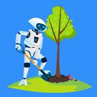 Eco Robot Plants A Green Tree Vector. Isolated Illustration vector