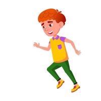 Child Boy Running With Positive Emotion Vector