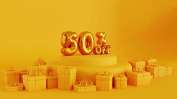yellow color sale banner illustration, 3d rendering photo