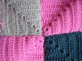 Crochet texture, colorful squares pattern. Crochet Knit Squares photo