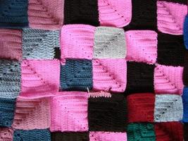 Crochet texture, colorful squares pattern. Crochet Knit Squares photo