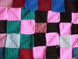 Crochet texture, colorful squares pattern. Crochet Knit Squares photo