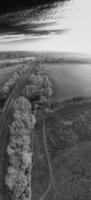 Aerial View of British Landscape in Classic Black and White photo