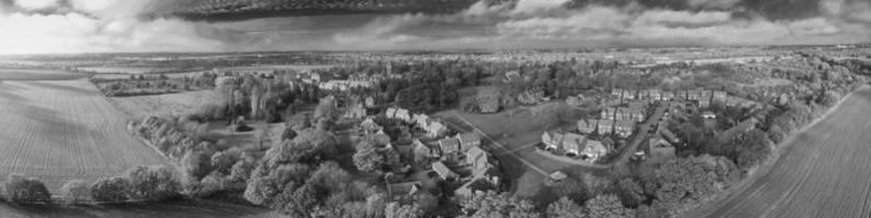 Aerial View of British Landscape in Classic Black and White photo
