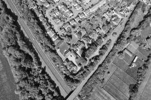 High Angle Footage of British Landscape in Classic Black and White photo