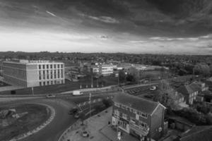 High Angle View of British Landscape of England in Classic Black and White photo