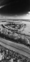 Aerial View of British Landscape in Classic Black and White photo