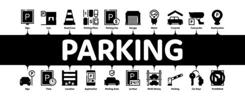 Parking Car Minimal Infographic Banner Vector