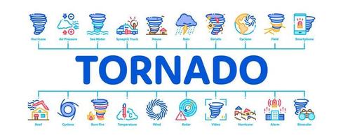 vector de banner infográfico mínimo de tornado y huracán