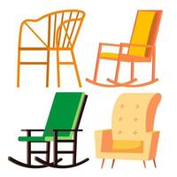 Rocking Chair Vector. Retro Furniture. Comfortable Home Wooden Chair. Isolated Cartoon Illustration vector